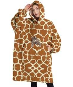 Manta de sherpa con capucha con estampado de piel de jirafa