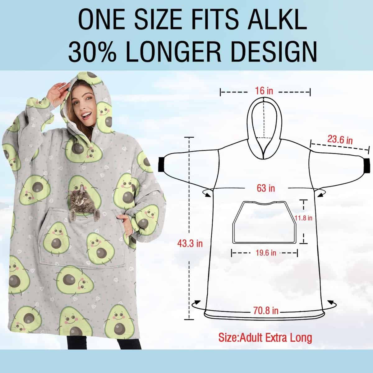 Manta con Capucha de Aguacates para Rostro, Manta con - Imagen 7