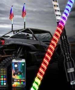 2PCS 3FT Luces de Látigo LED Blanco Fantasía Espiral RGB