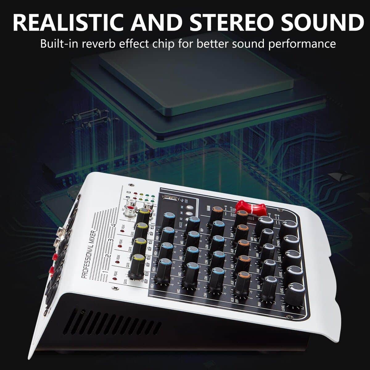 Mesa Mezcladora de Audio, Mezclador DJ de 6 Canales, - Imagen 8