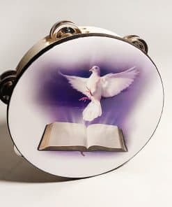 1 Pcs Pandereta Dove Bible Doble Fila Cascabeles Pandereta