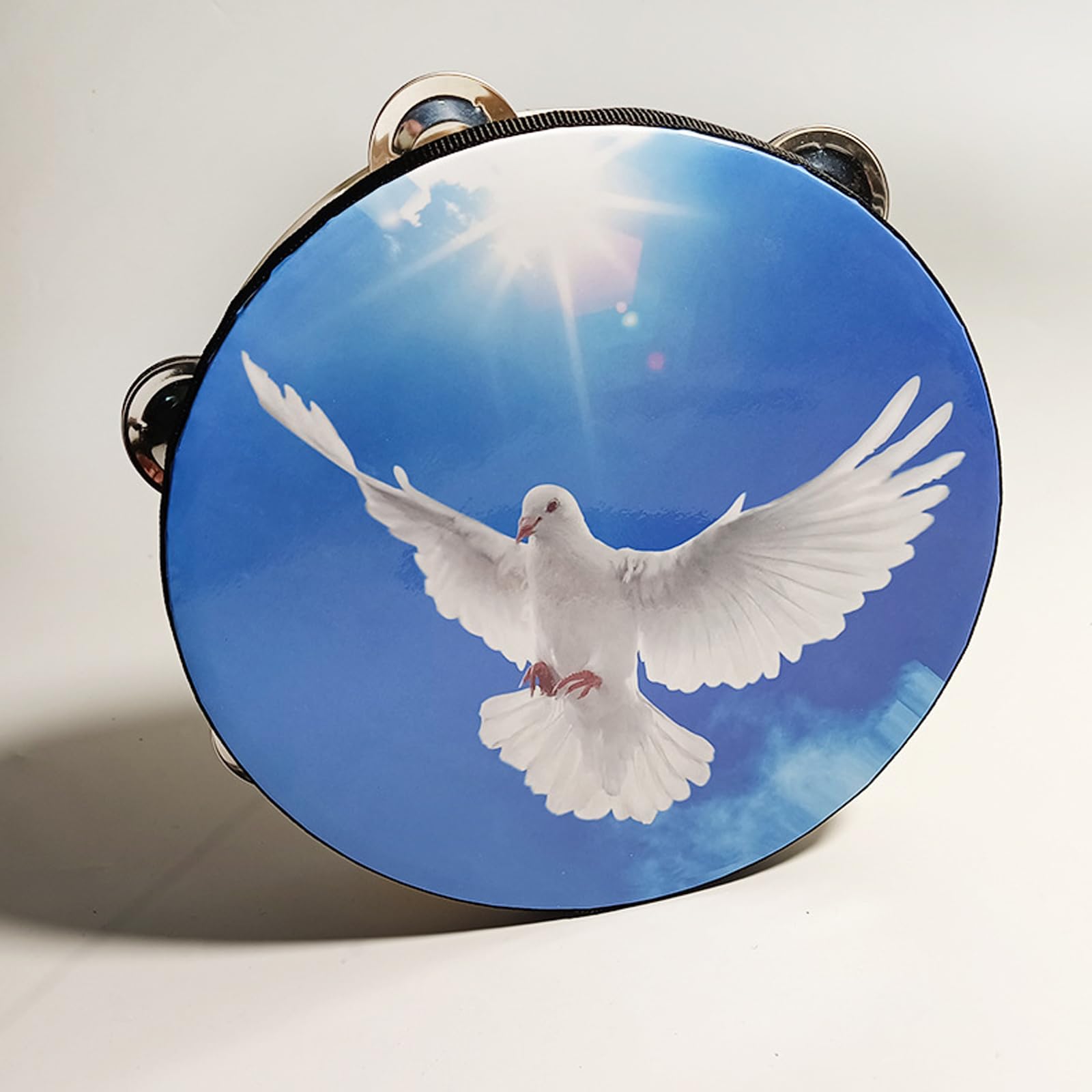 1 Pieza Pandereta Paloma Biblia Doble Fila Sonajero