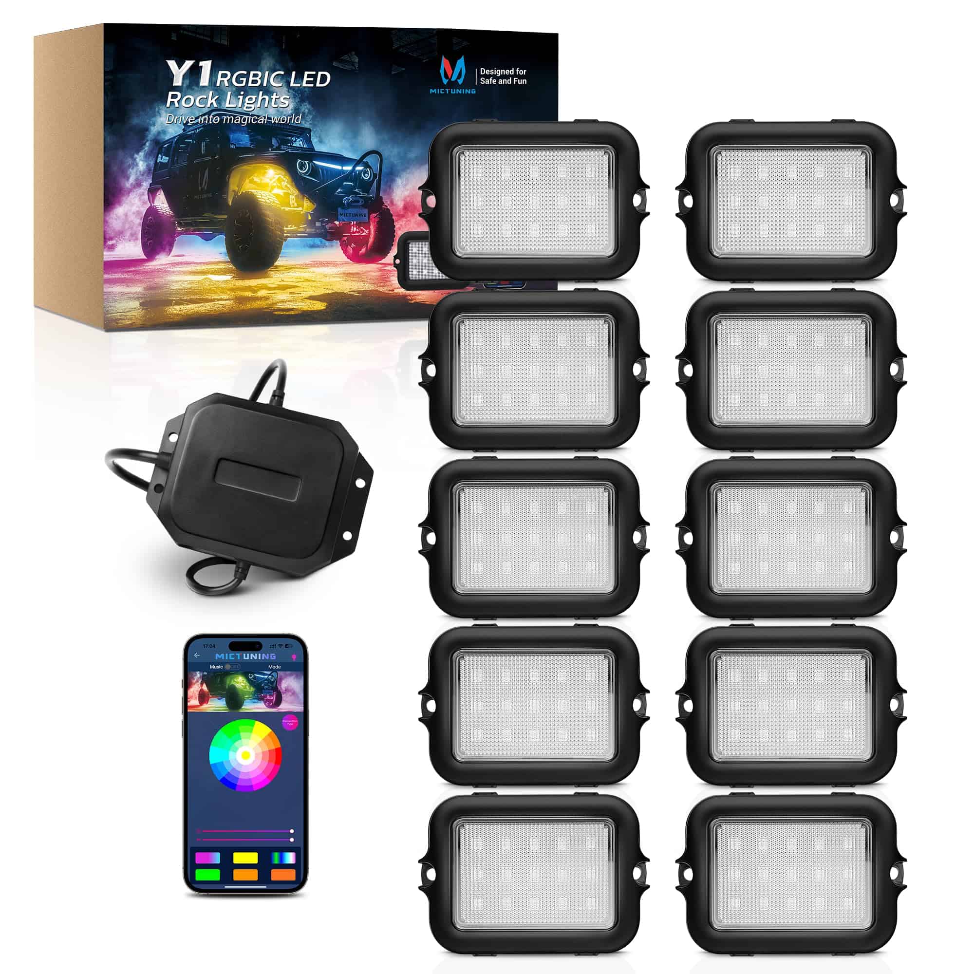 MICTUNING Y1 RGB+IC Luces LED para Roca - 10 Pods