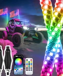 LQMEILI 3FT-2 PC Luz de látigo LED en espiral RGB Luz de