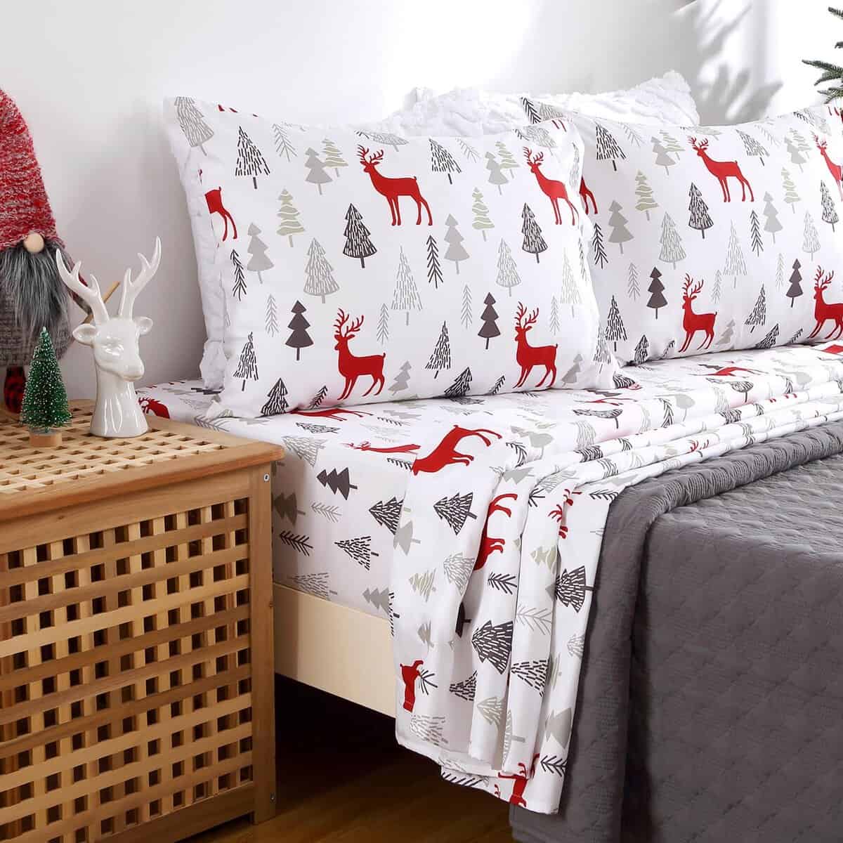 Juego de sábanas de Navidad CAROMIO Queen, suave juego de