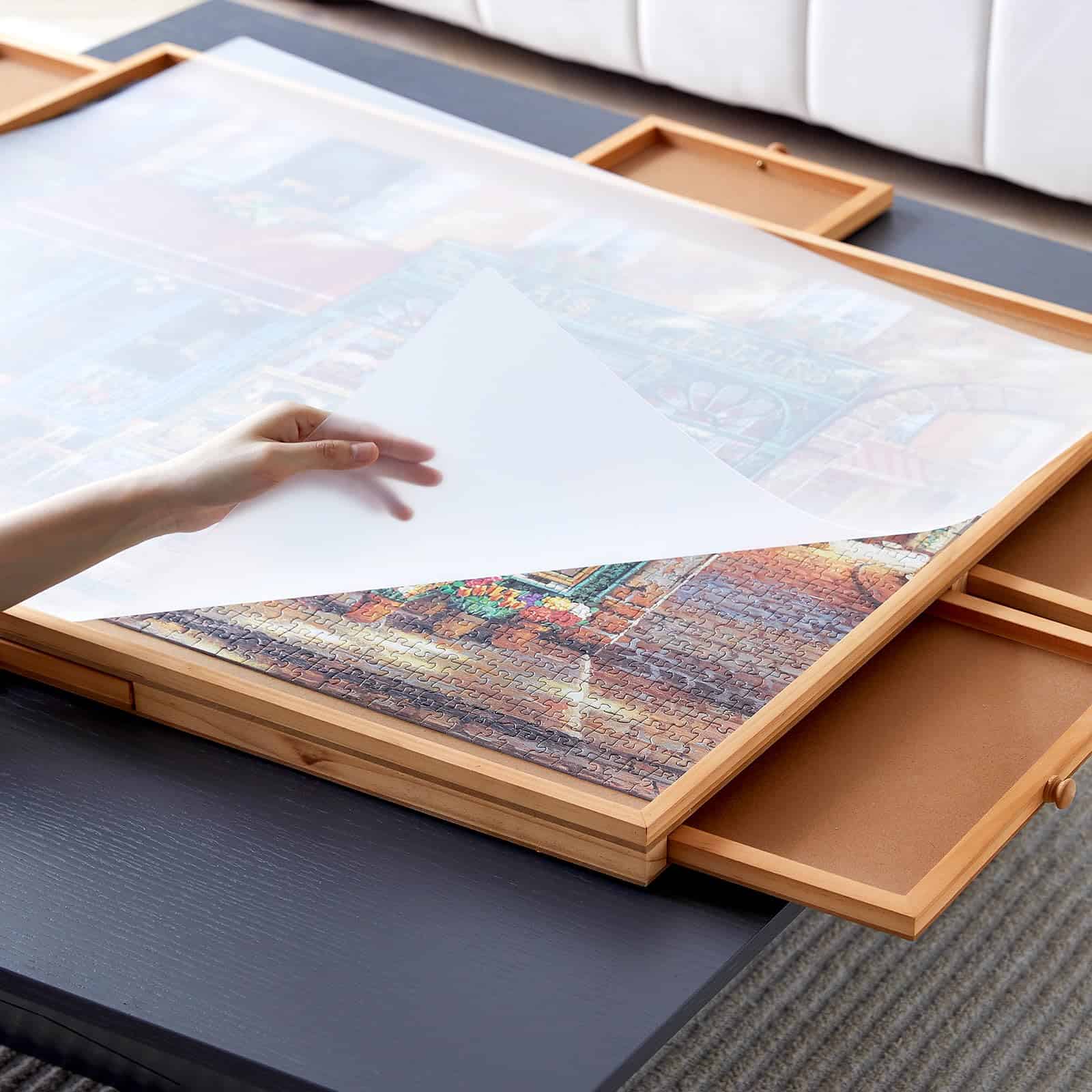 Mesa de Puzzle de Madera ENERIDIO con 6 Cajones y Tapa, - Imagen 6