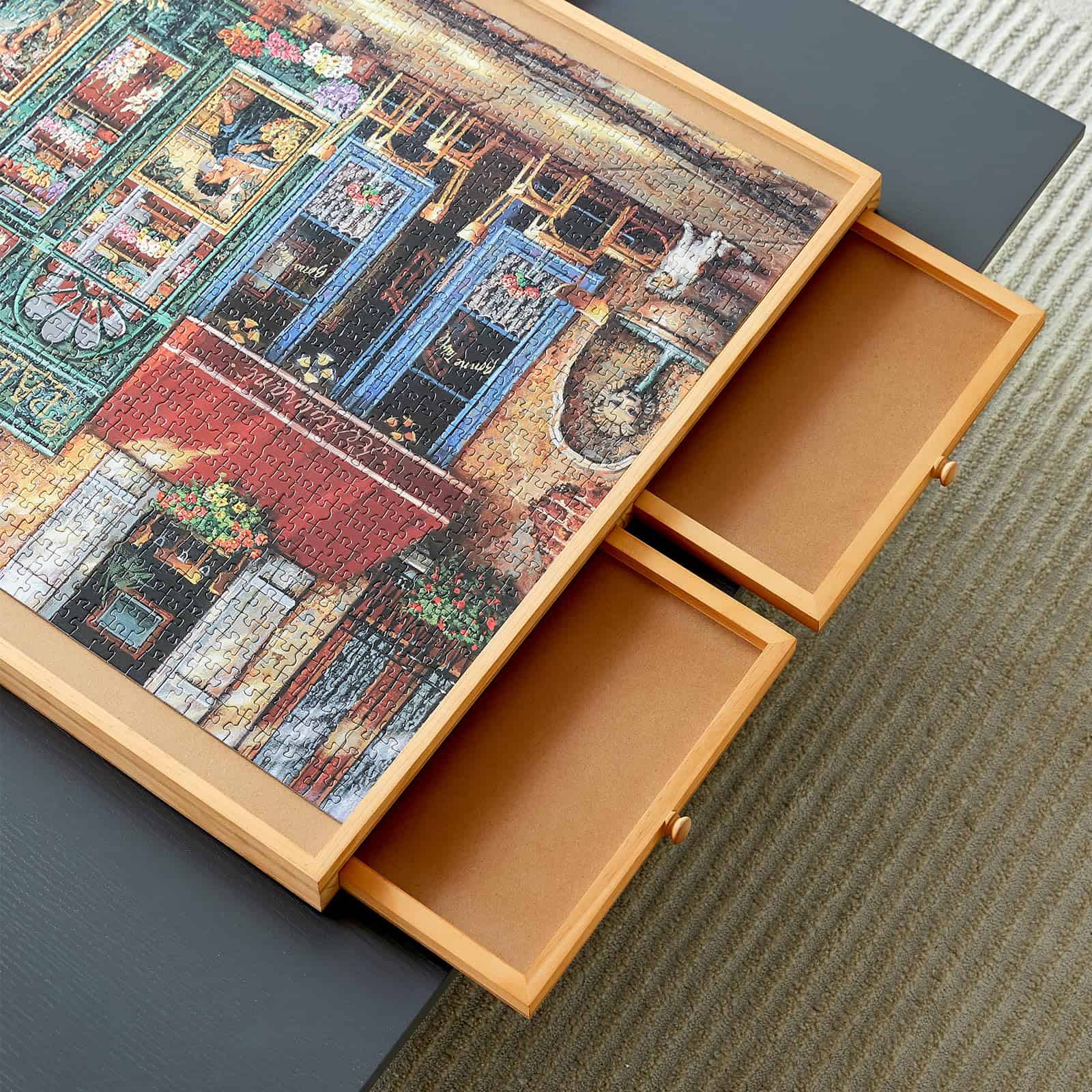 Mesa de Puzzle de Madera ENERIDIO con 6 Cajones y Tapa, - Imagen 5