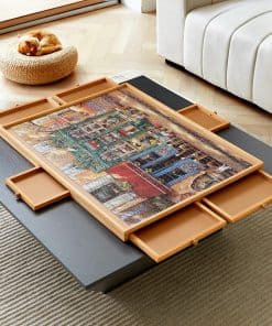 Mesa de Puzzle de Madera ENERIDIO con 6 Cajones y Tapa,
