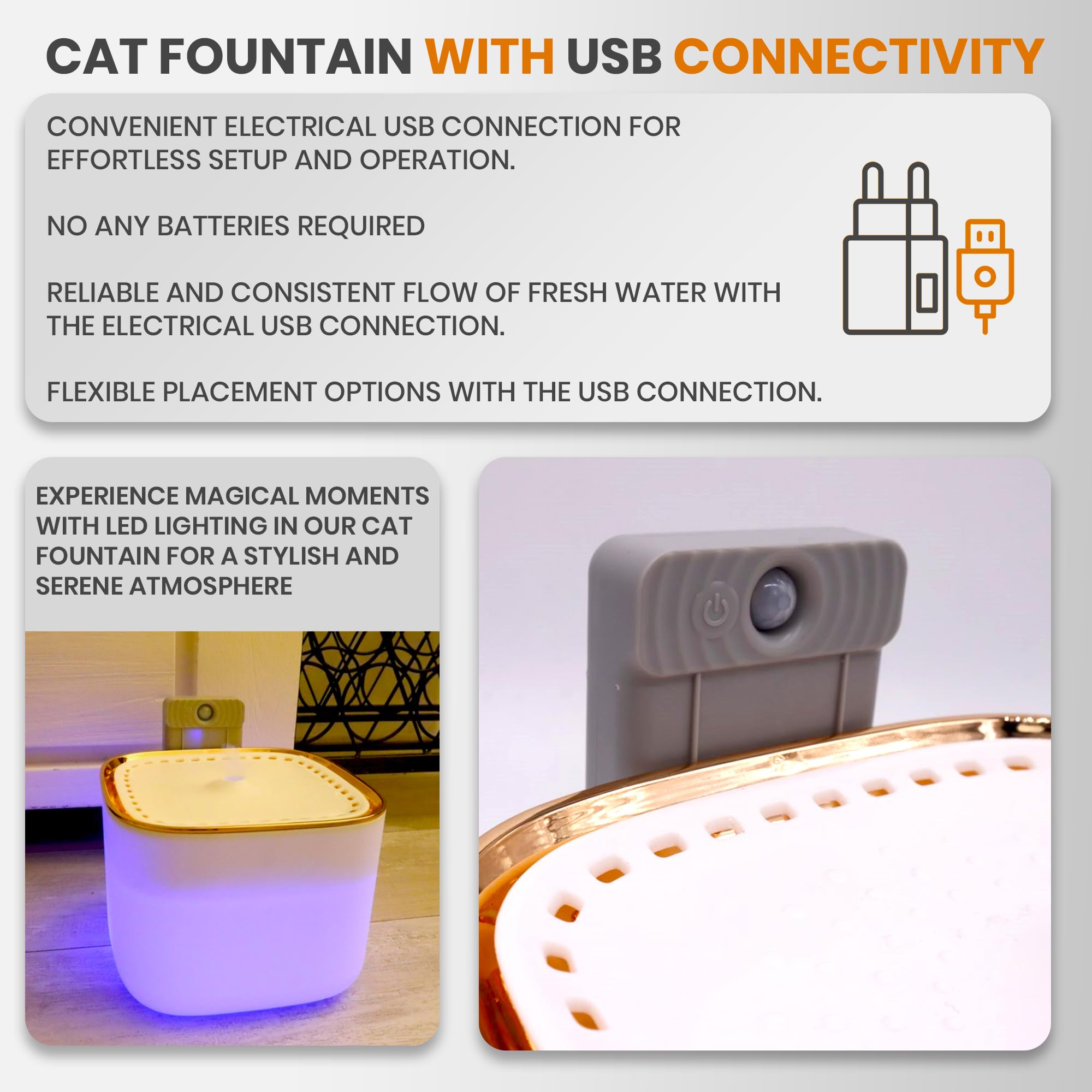 Fuente de Agua para Gatos Inalámbrica de 101oz/3L con Luz - Imagen 7