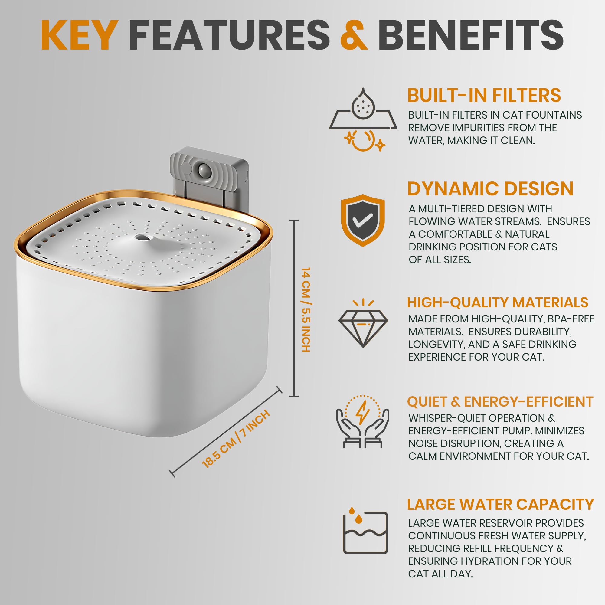 Fuente de Agua para Gatos Inalámbrica de 101oz/3L con Luz - Imagen 6