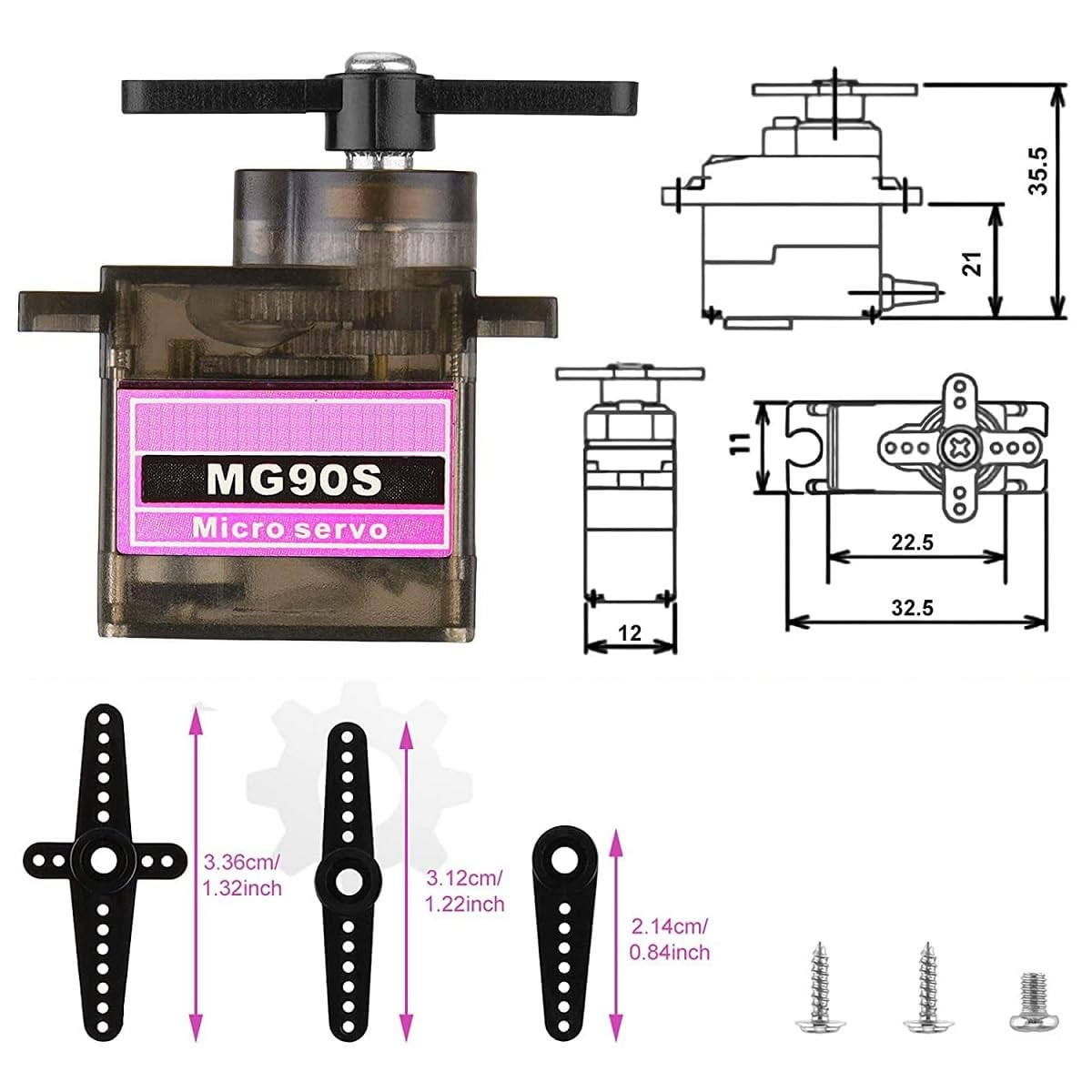 Vffoto Tower P MG90S 9G Metal Gear Micro Servo 180° Mini - Imagen 8