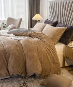 JSZS Juego de Funda de Edredón de Felpa -Caqui