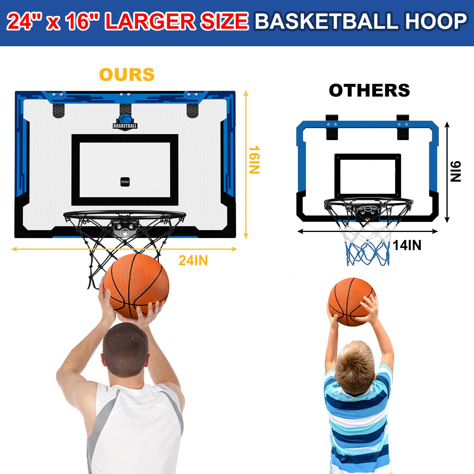 Aro de Baloncesto Grande HYES 24" x 16" para Interiores - Imagen 3