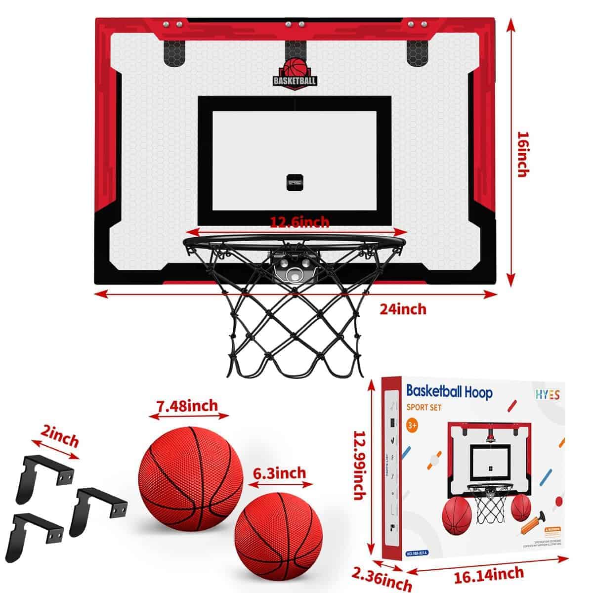 Aro de Baloncesto Grande de 24" x 16" para Interiores para - Imagen 8