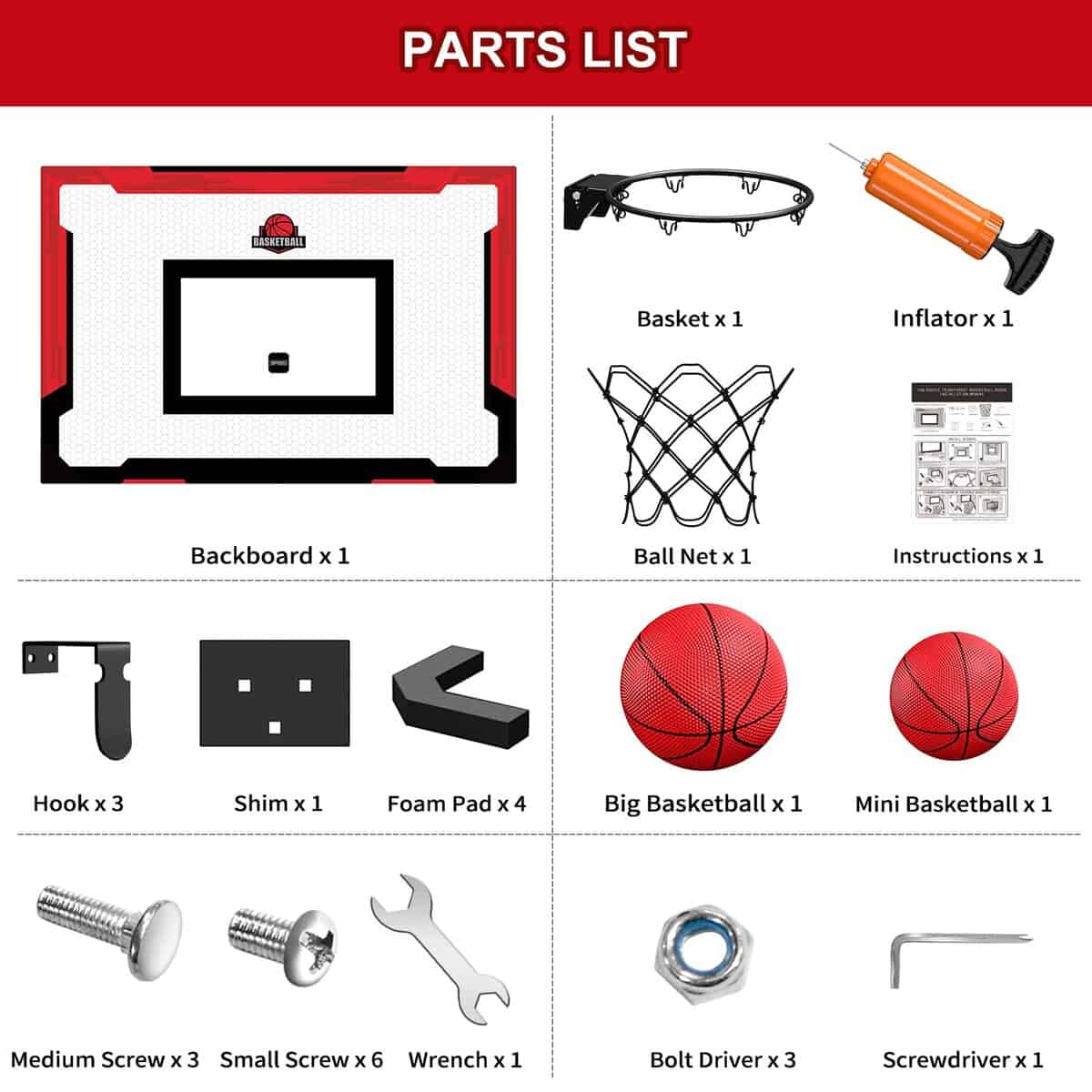 Aro de Baloncesto Grande de 24" x 16" para Interiores para - Imagen 9