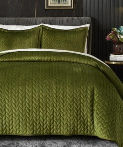 Edredón de Terciopelo Ivellow King Size, Verde Colcha