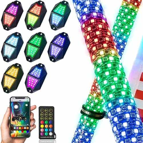 Kit de 2 piezas de luces fat whip de 3 pies y 8 pods RGB