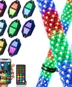 Juego de 2 luces de látigo graso de 2FT y 8 luces de roca