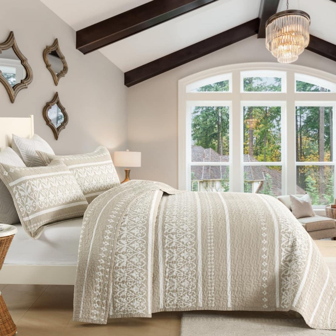 Juego de Edredón King BCOTTOND, Edredón Boho 100% algodón