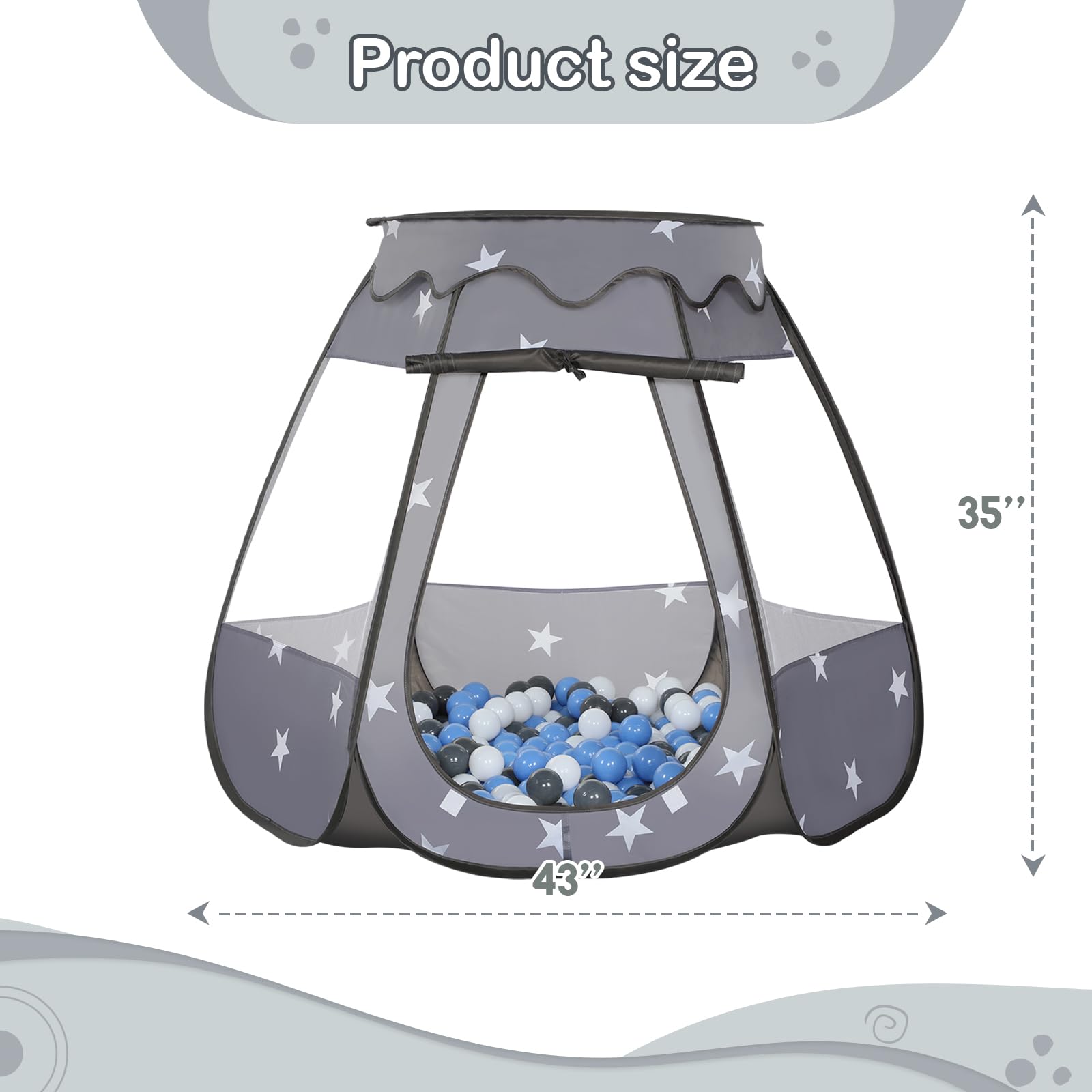 Casita de Juegos Wilhunter para Bebés con 50 Pelotas, - Imagen 8