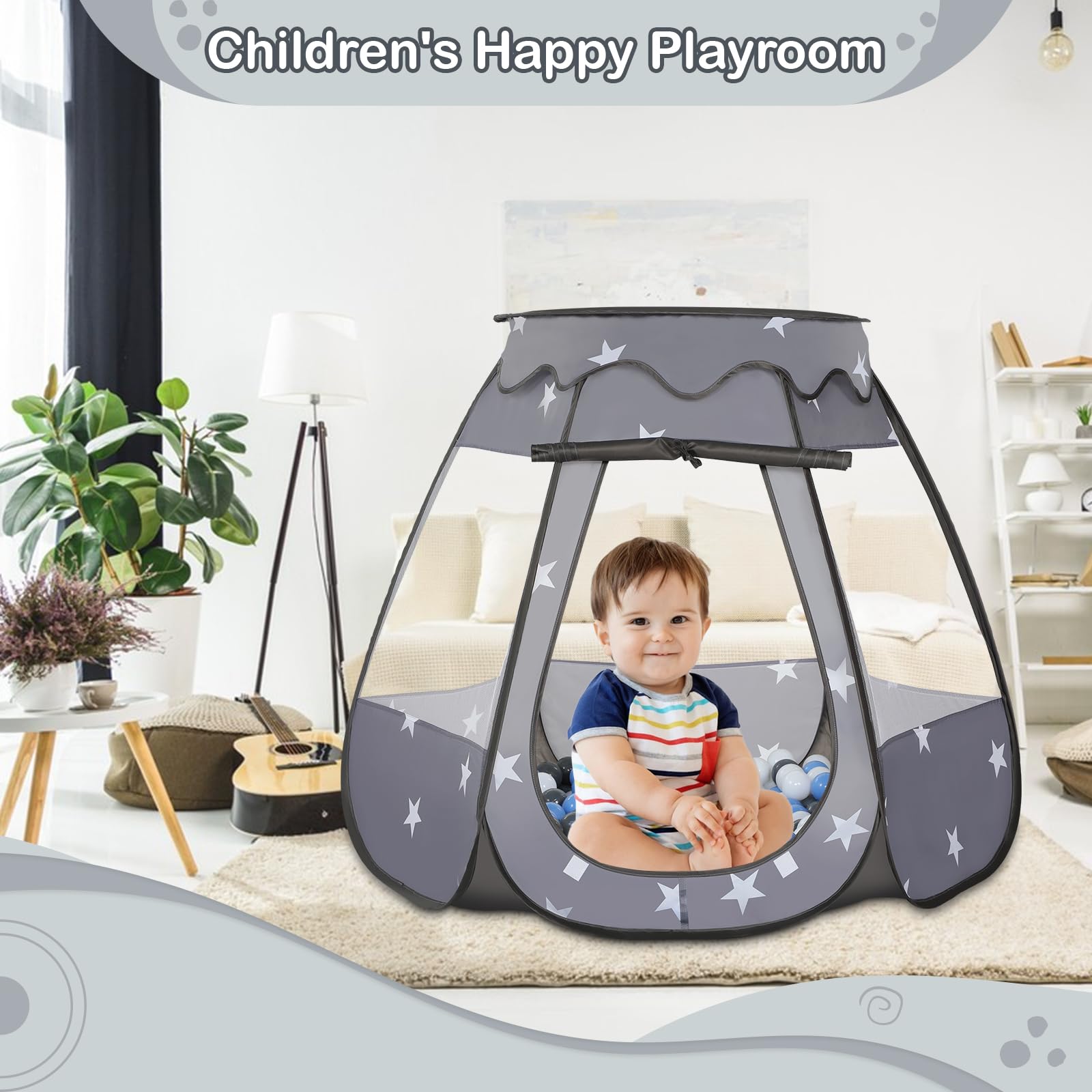 Casita de Juegos Wilhunter para Bebés con 50 Pelotas, - Imagen 5