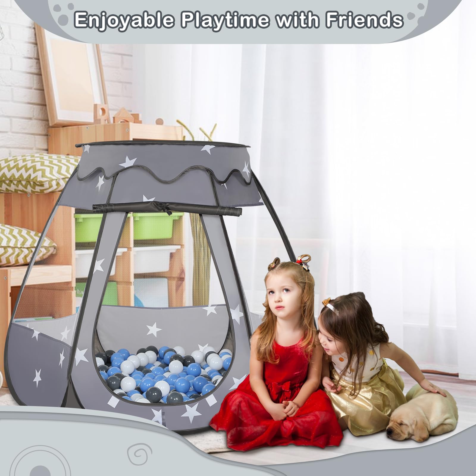 Casita de Juegos Wilhunter para Bebés con 50 Pelotas, - Imagen 4