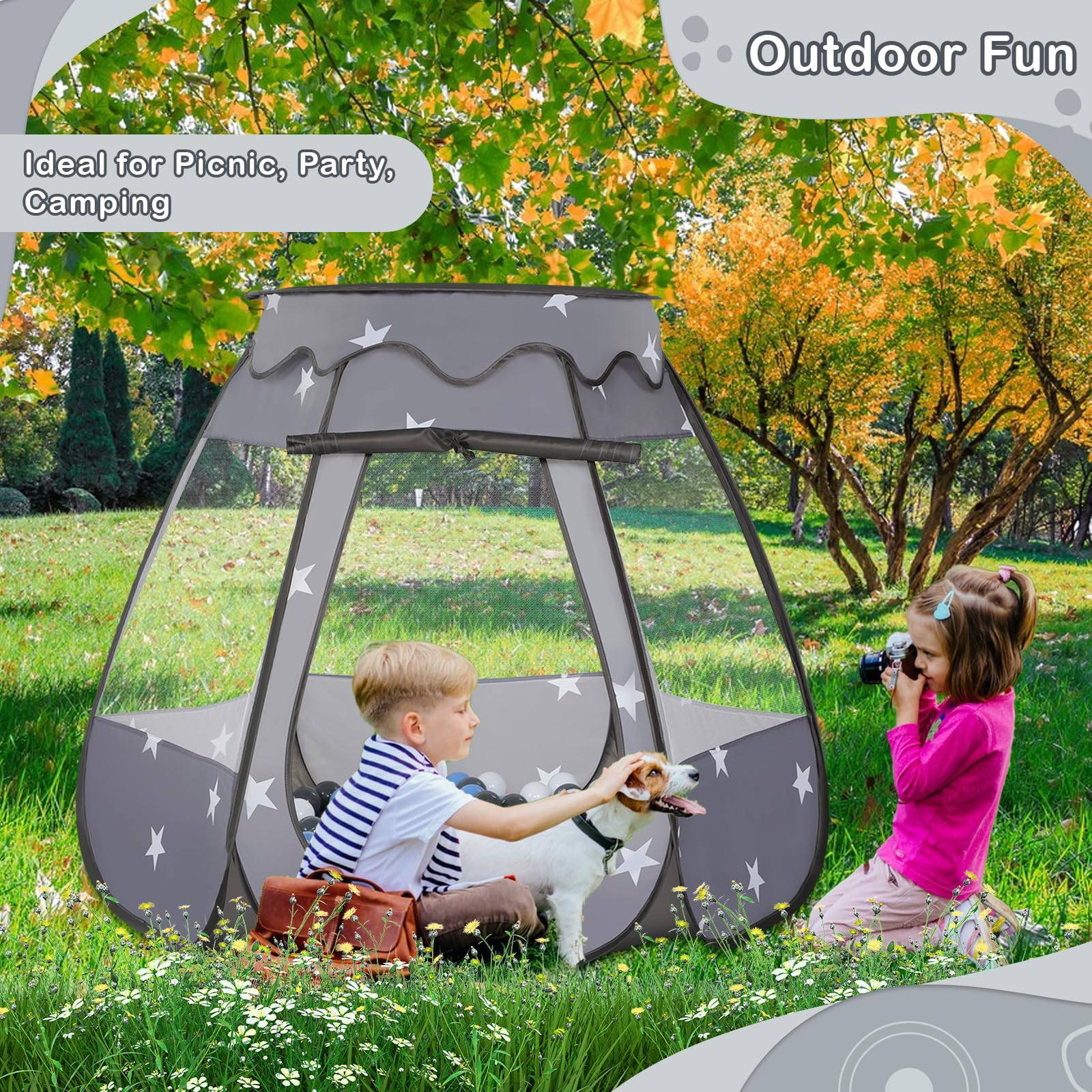 Casita de Juegos Wilhunter para Bebés con 50 Pelotas, - Imagen 6