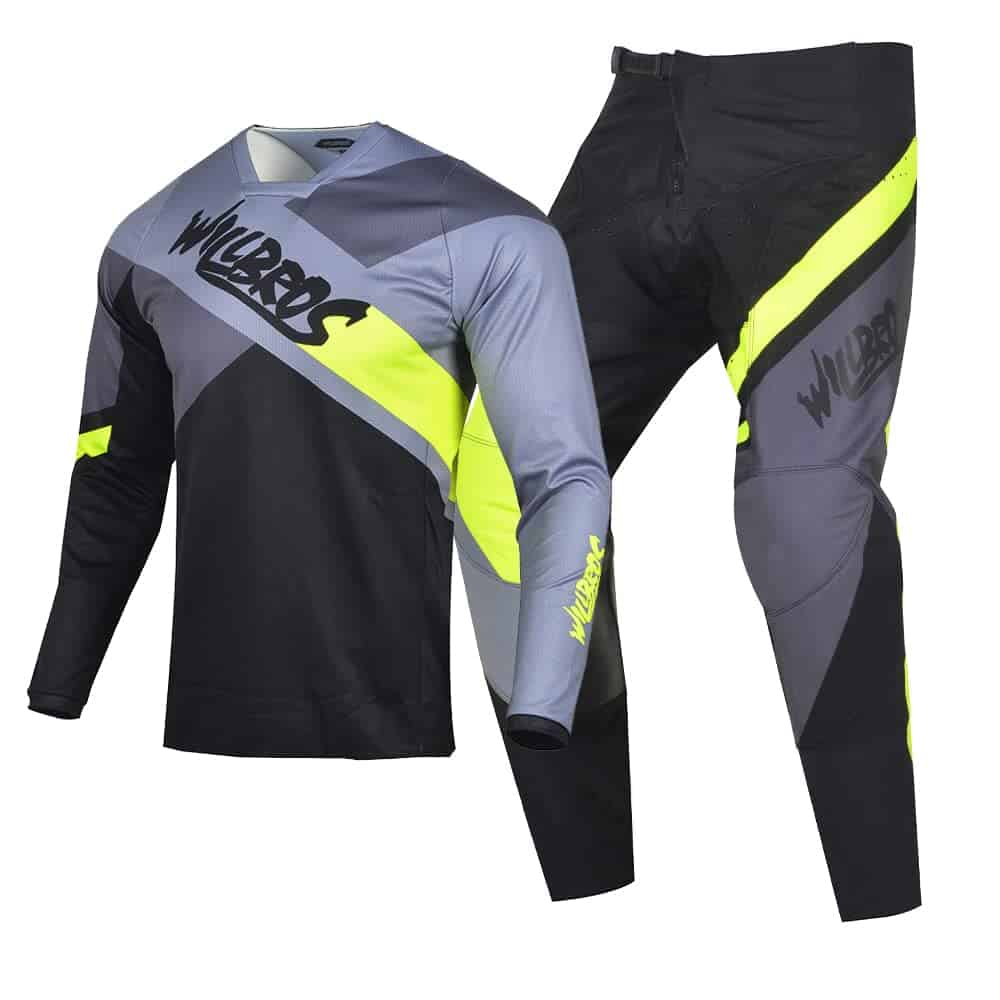 Conjunto de Jersey y Pantalones de Motocross -Gris Amarillo
