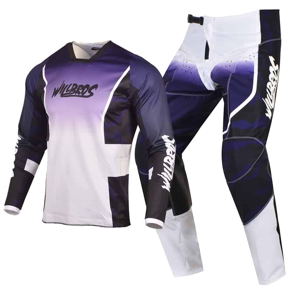 Conjunto de Jersey y Pantalón de Motocross -Blanco Morado