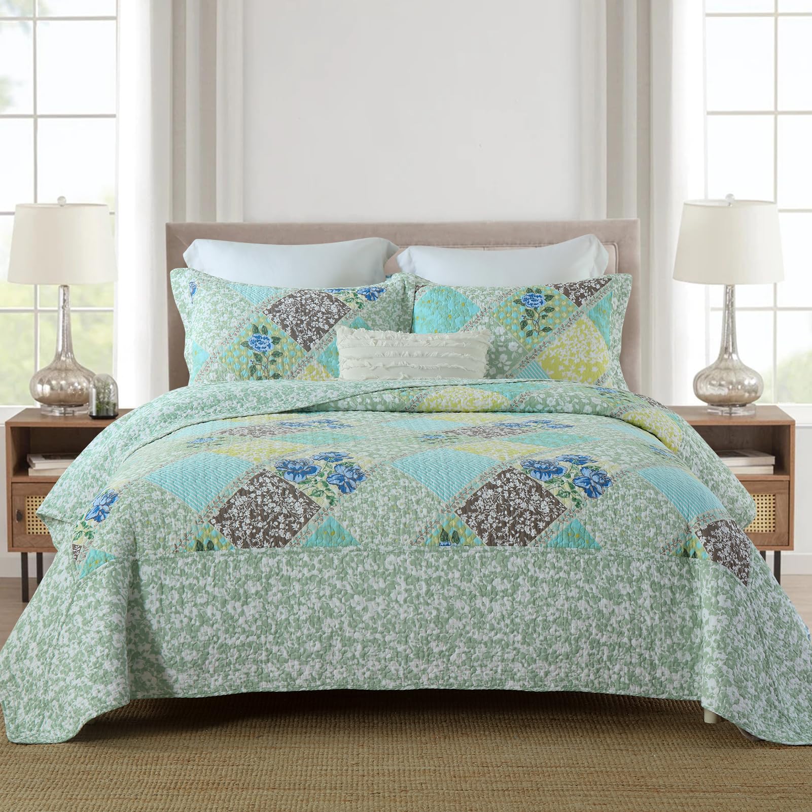 Edredones Florales King Size DDUOXIN - Edredón Reversible