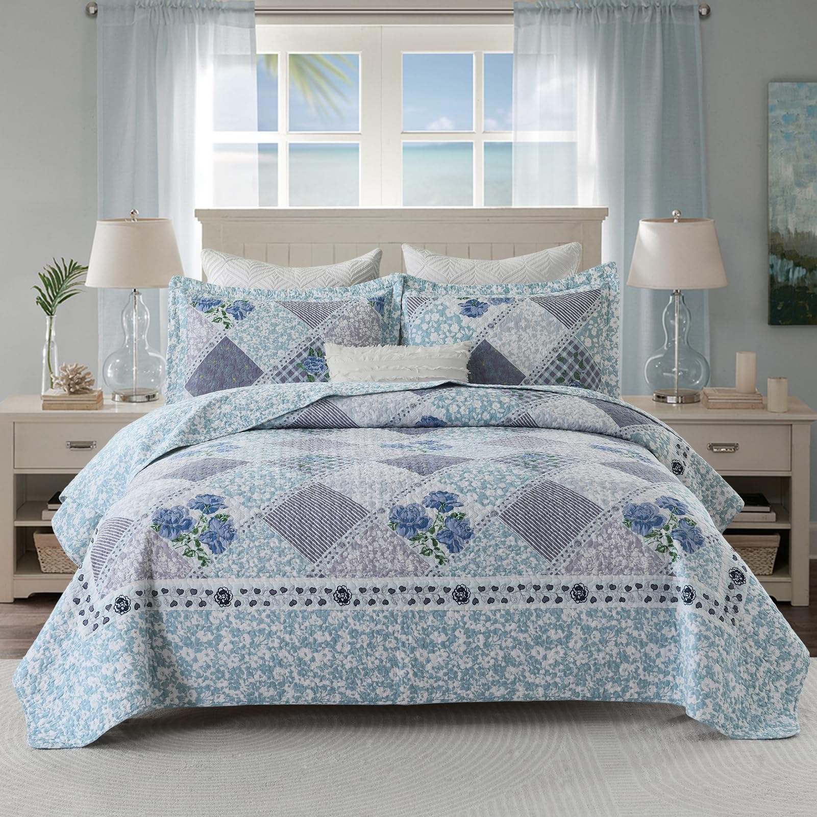 DDUOXIN Colchas Grandes de Flores para Cama King Size