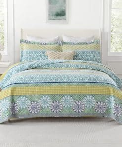 Colcha King Size PERHOM - Juego de colcha floral de algodón