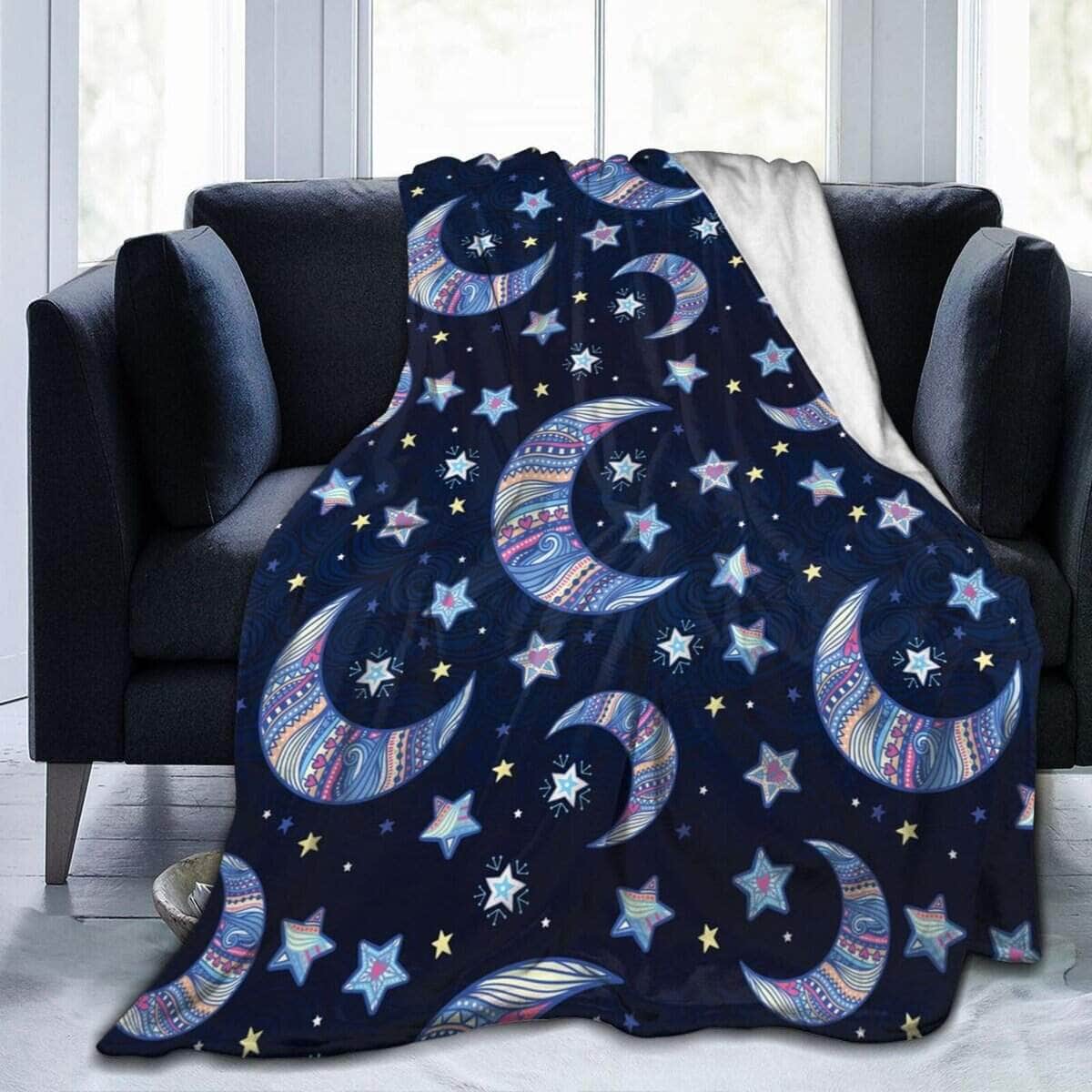 Manta de Estrellas y Lunas Ultra Suave de Micro Franela