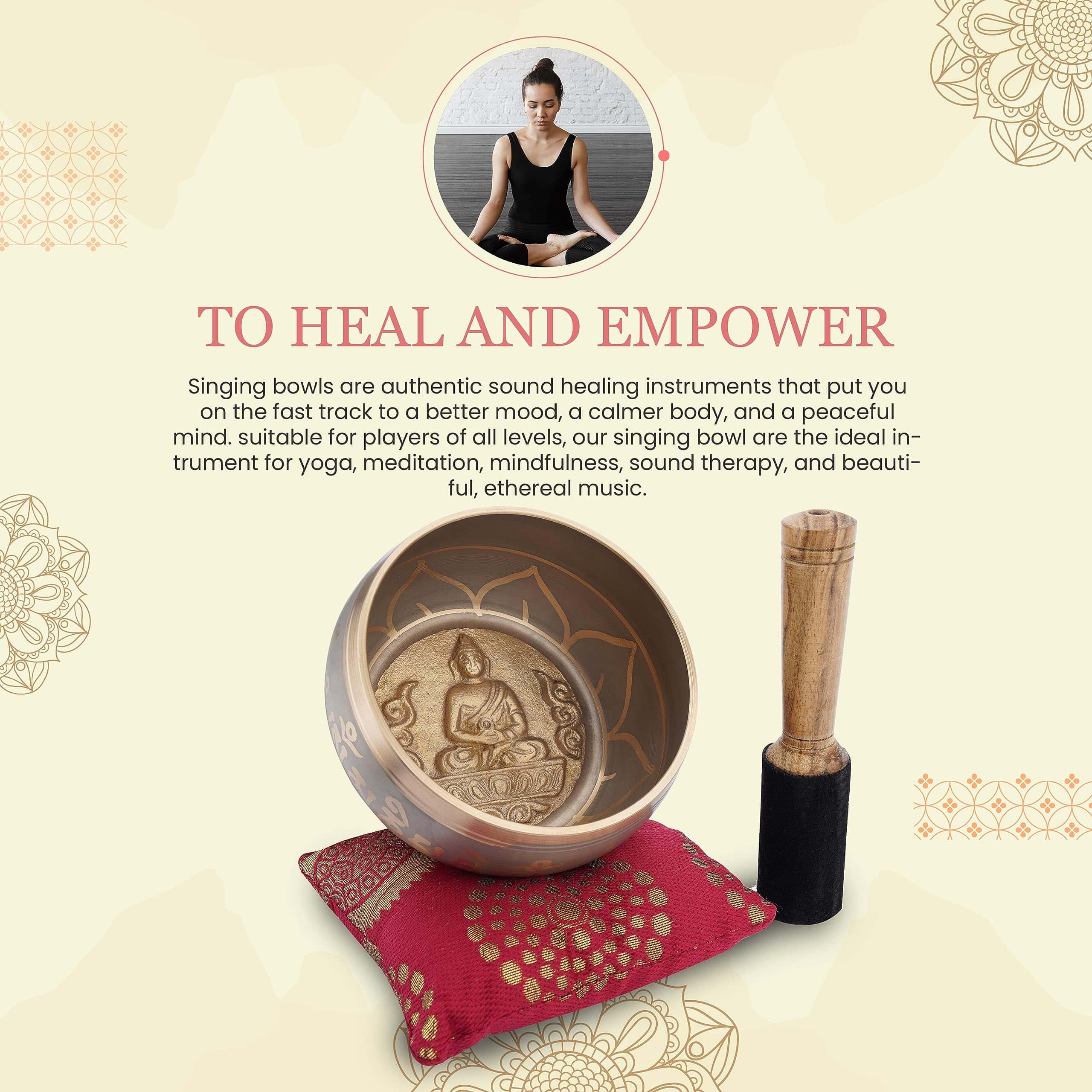 Juego de Cuenco Tibetano Ajuny - Cuenco -Beige Dorado - Imagen 9