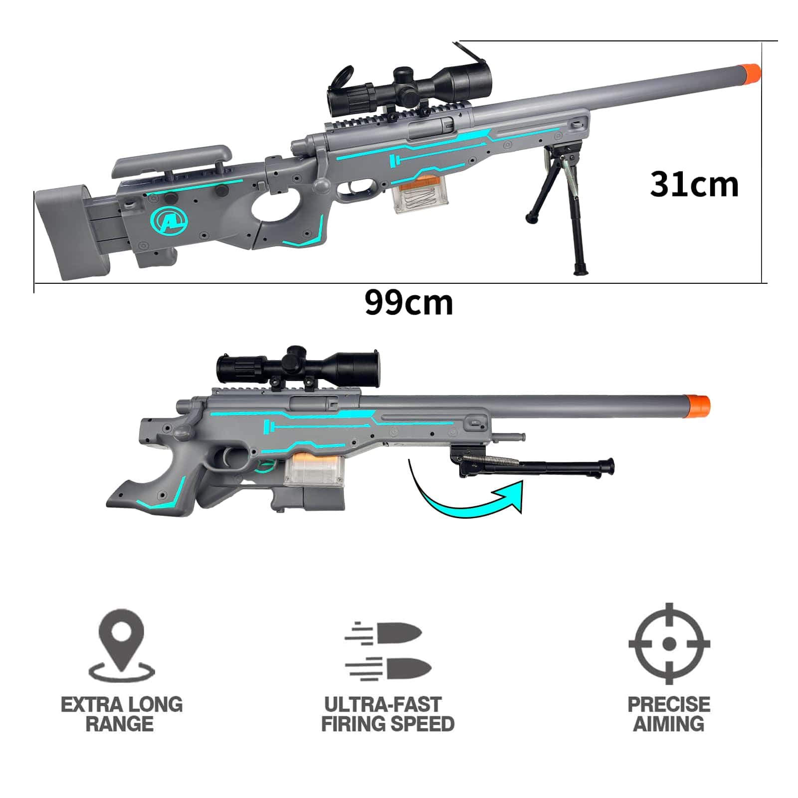 Pistola de Juguete GINCHO Blast-N-Load: Visor Mejorado, - Imagen 6