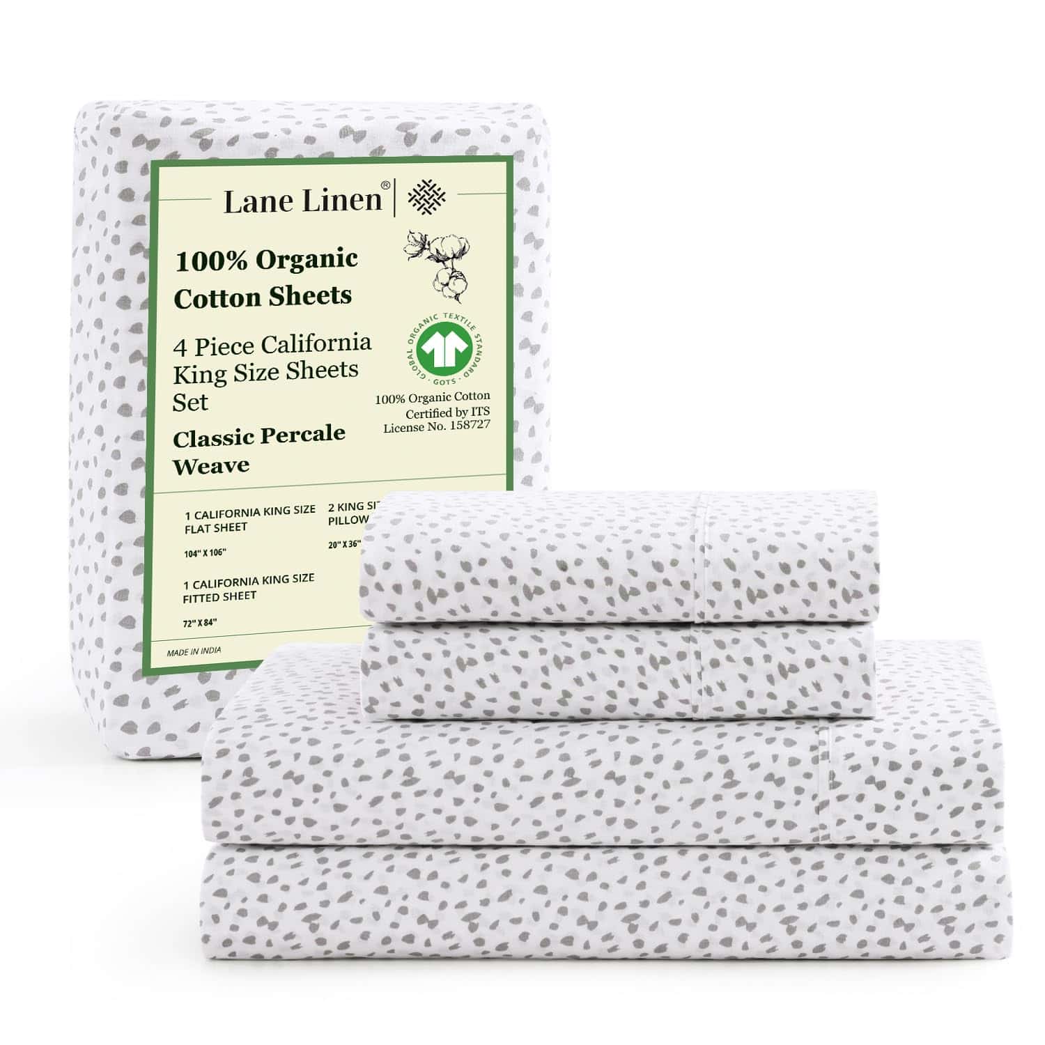 Juego de sábanas de algodón orgánico California King de