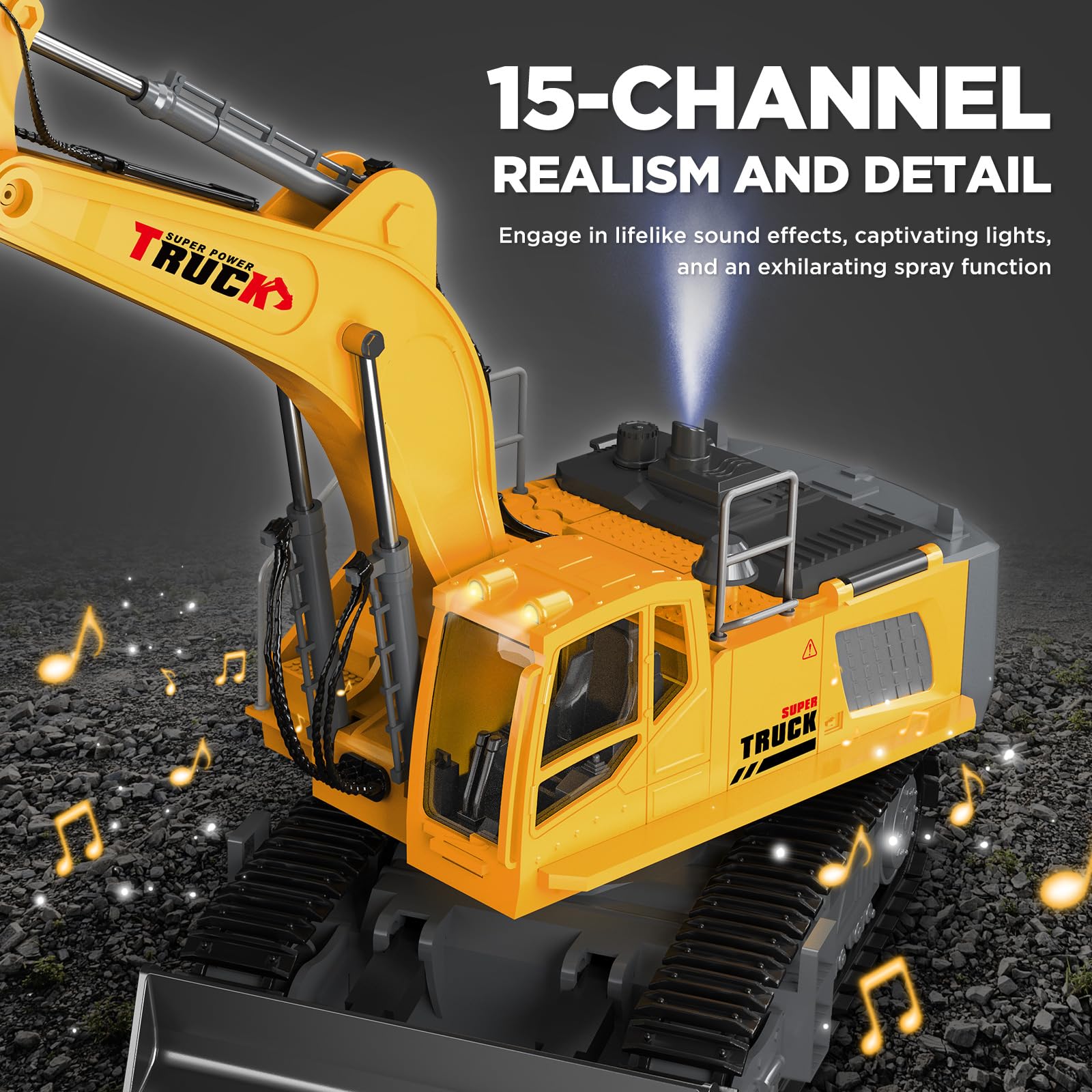 Excavadora de Juguete de Control Remoto Grande de 21" con - Imagen 4