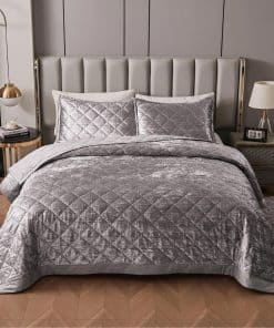 Juego de Colcha de Terciopelo Coreano Plateado LUCKYBULL