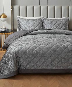 Set de Edredón de Terciopelo Coreano Gris LUCKYBULL Tamaño