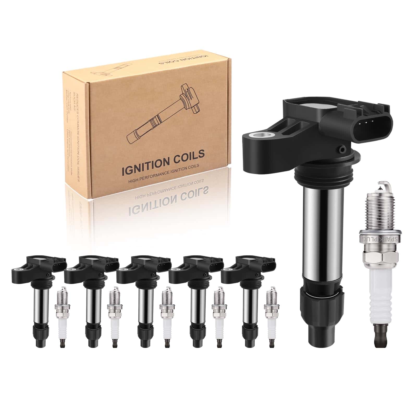 Conjunto de 6 Bobinas de Encendido UF569 y Bujía de Platino