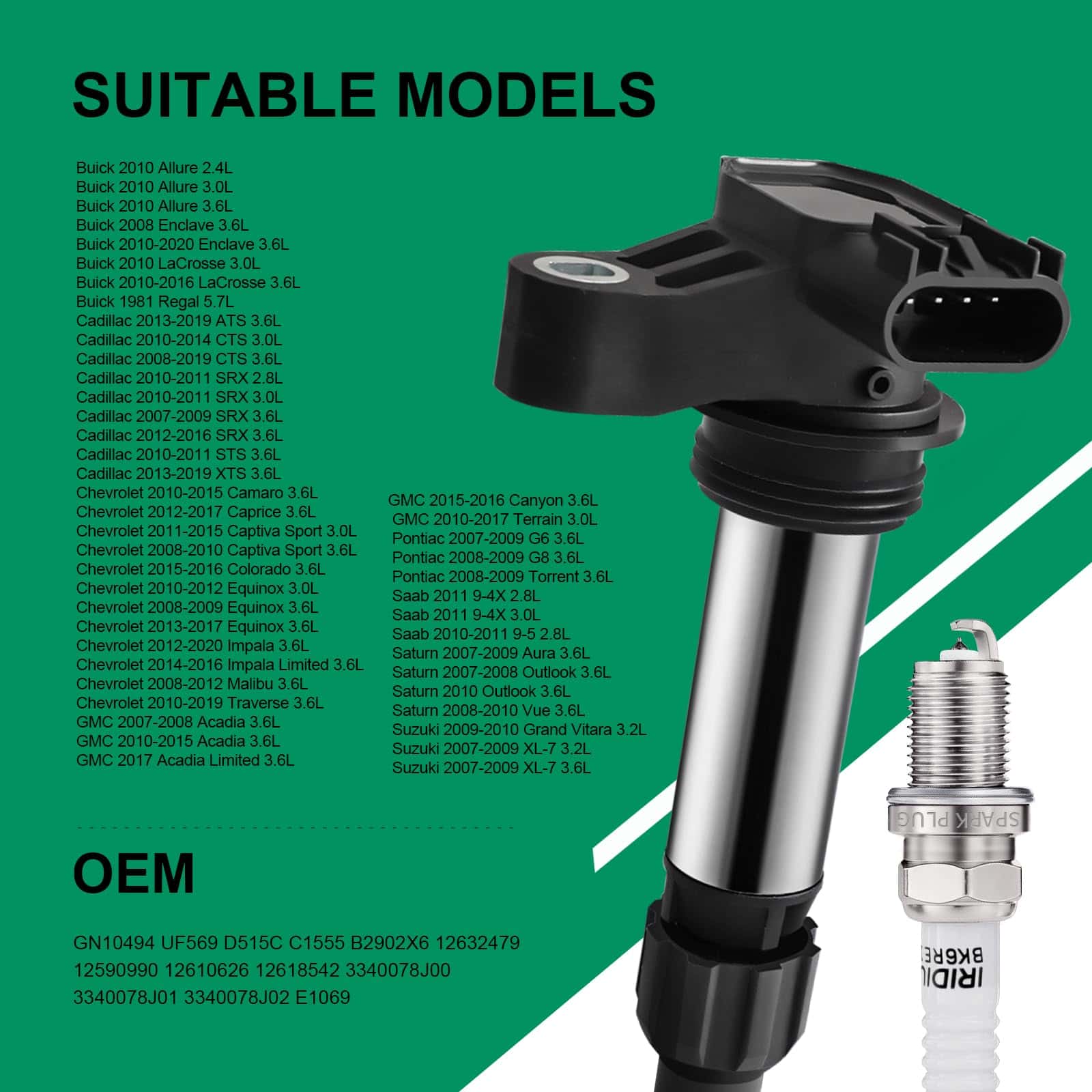 Conjunto de 6 Bobinas de Encendido UF569 y Bujía de Platino - Imagen 3