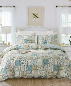 NEWLAKE Funda de Edredón de Algodón Tamaño -Flores a Cuadros