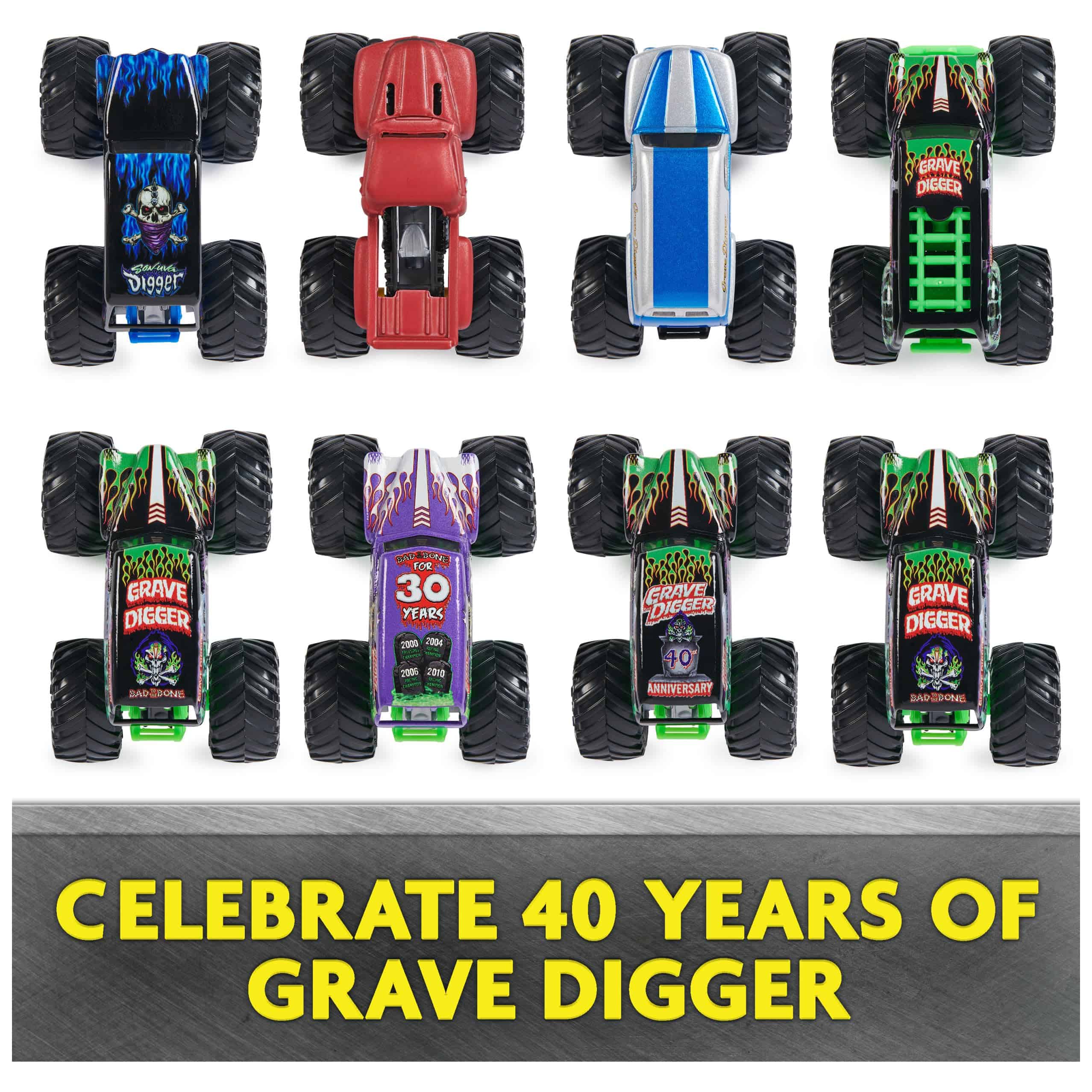Monster Jam, Pack de 8 Camiones Monster Trucks Grave Digger - Imagen 5