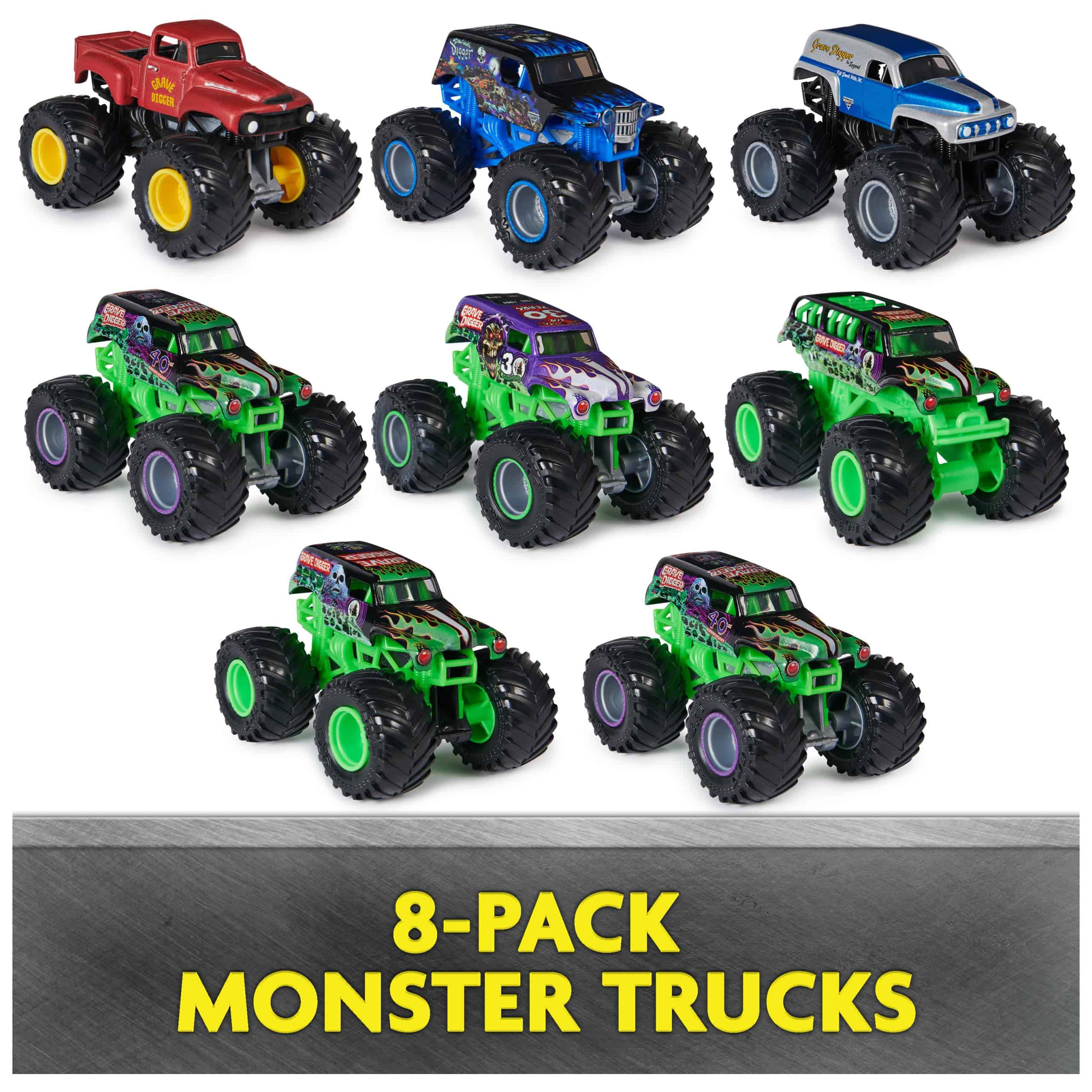 Monster Jam, Pack de 8 Camiones Monster Trucks Grave Digger - Imagen 3