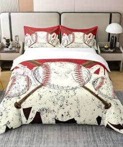 Juego de cama vintage de béisbol 100% algodón natural para
