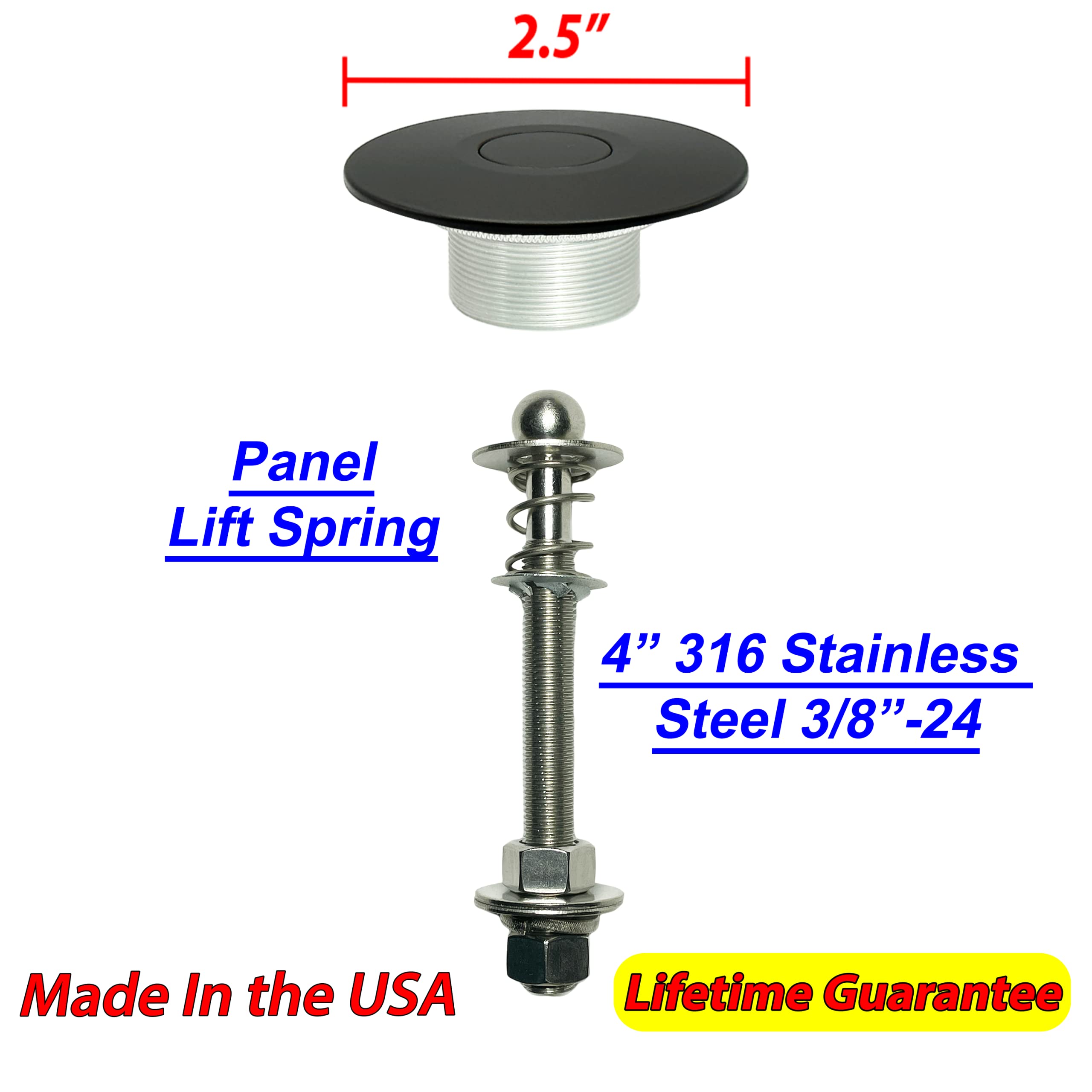 Par (2) Pestillo de Capó de Botón Rápido de 2.5" Hecho en - Imagen 3