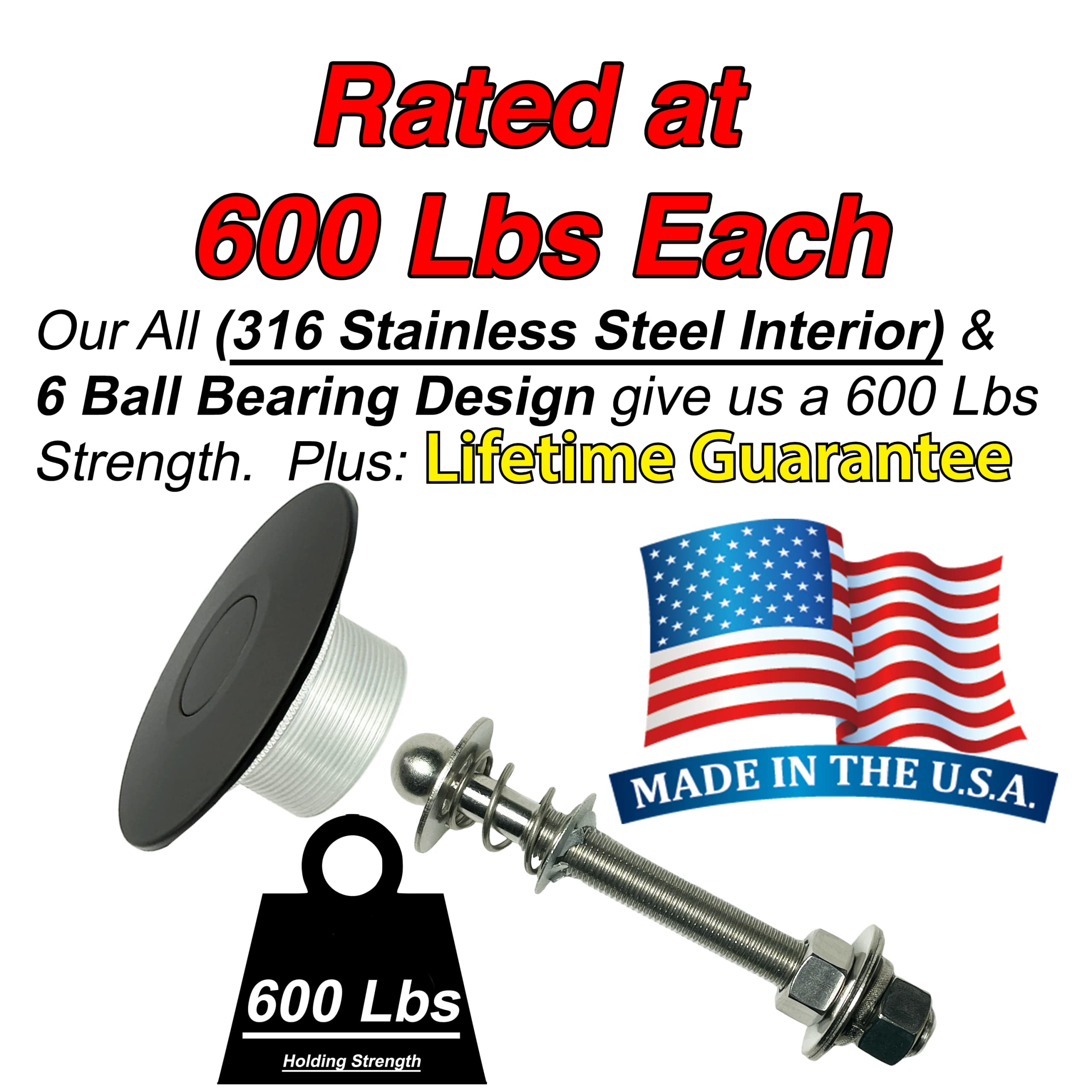 Par (2) Pestillo de Capó de Botón Rápido de 2.5" Hecho en - Imagen 4