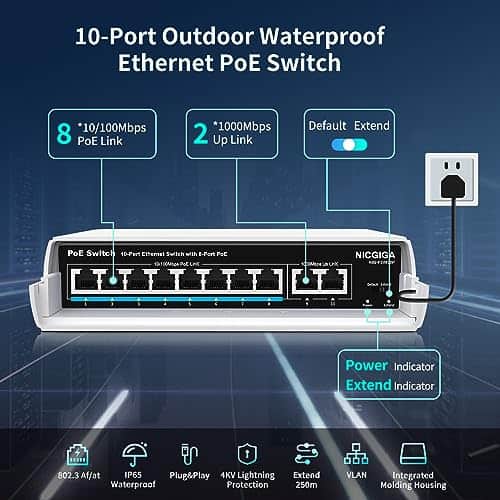 Switch PoE de 8 Puertos Resistente al Agua con 8 Puertos - Imagen 3