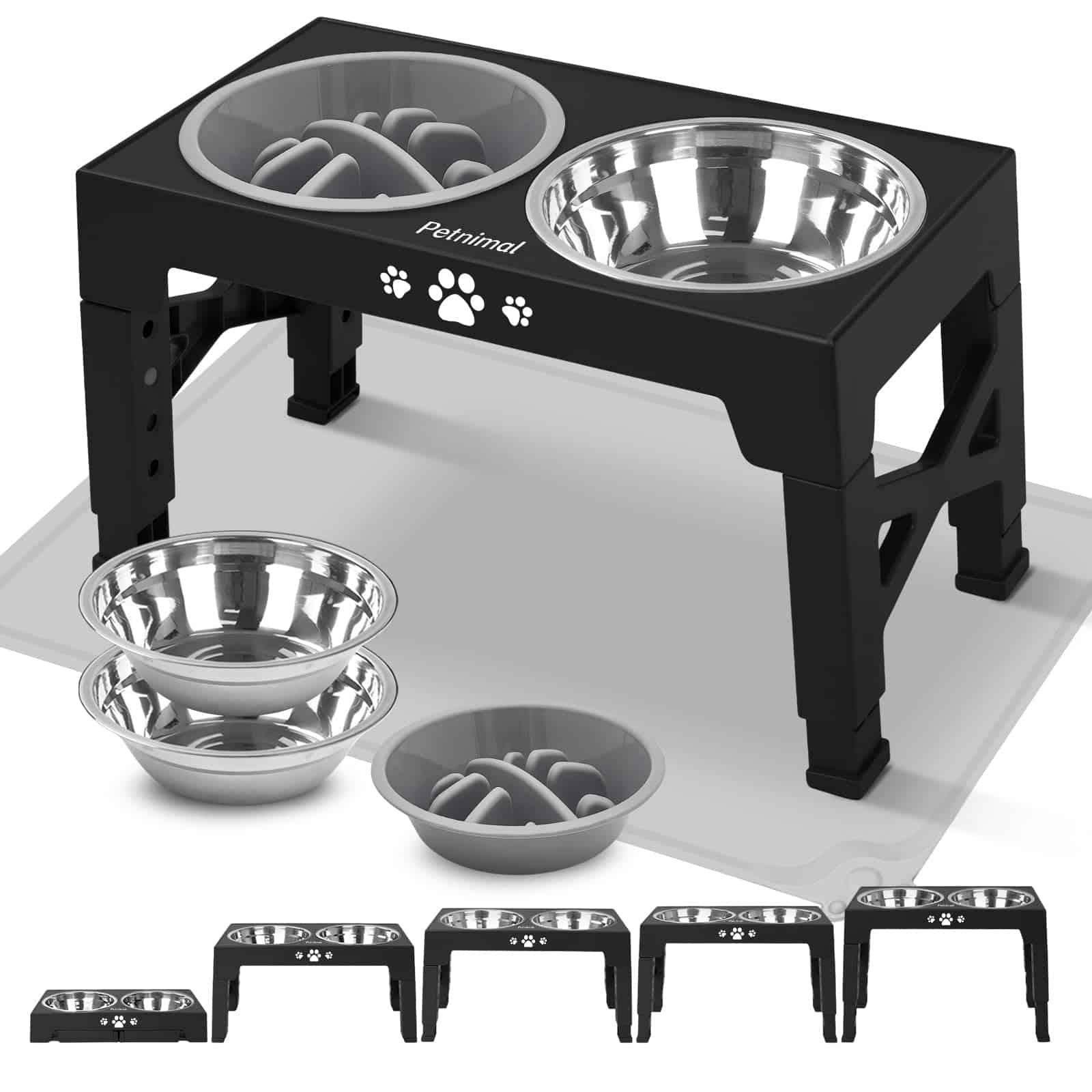 Comedero Elevado para Perros Petnimal, 5 Alturas Ajustables