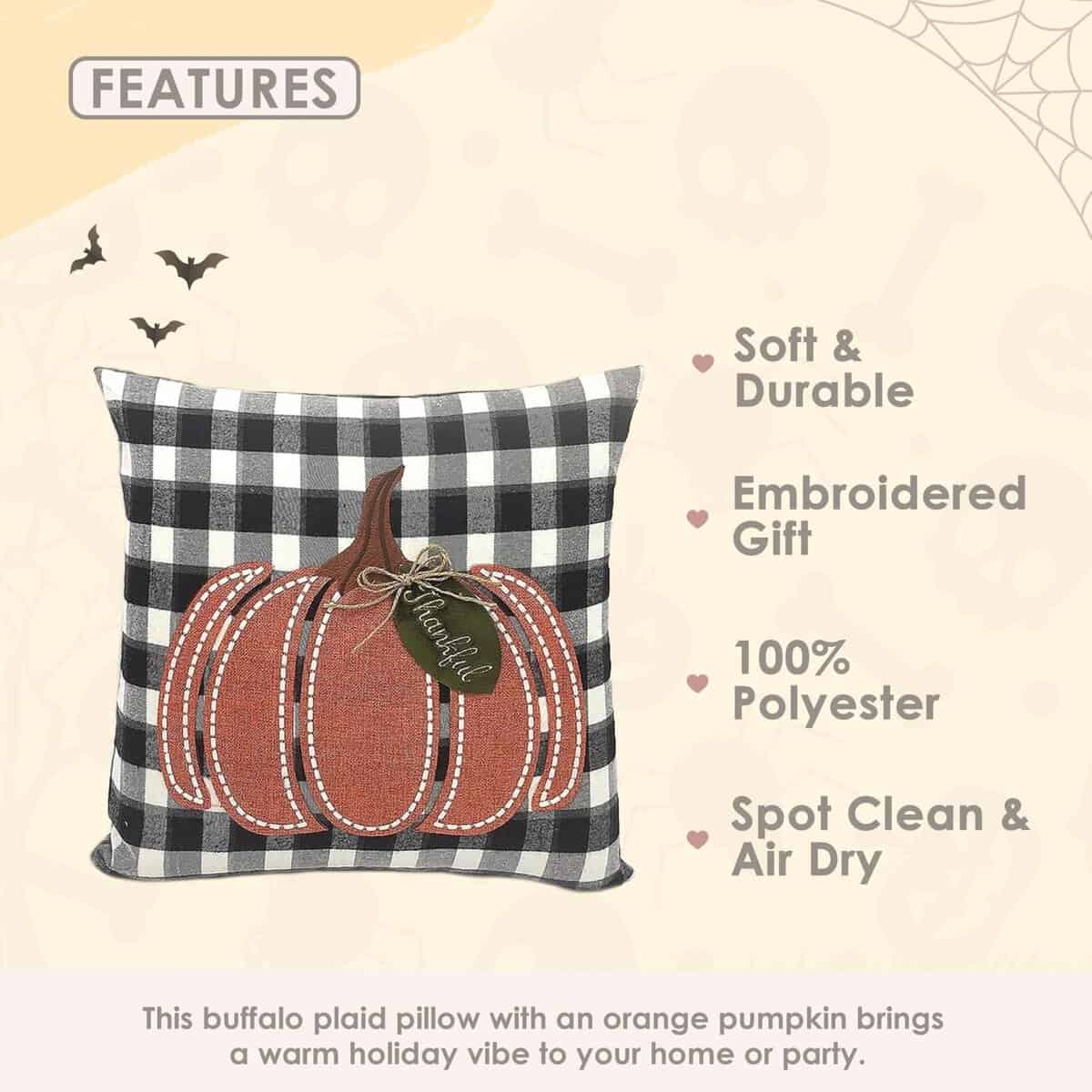 Almohada decorativa de calabaza de cuadros de búfalo MON - Imagen 6